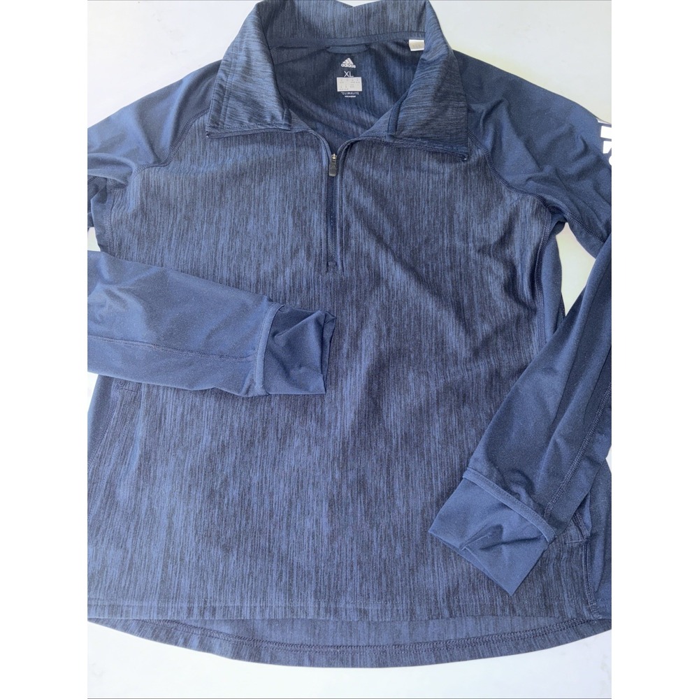 Adidas Sweatshirt Mens XL Blue ‎ Climalite Quarter Zip Pullover Mock Neck 1/4